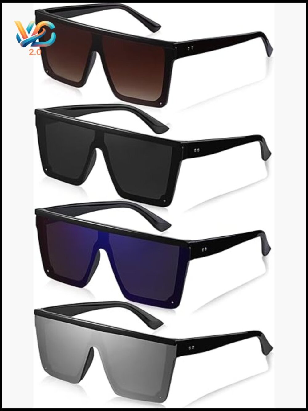 Oversized Flat Top Square Sunglasses Vintage Y2K Classic Shade Unisex Trendy